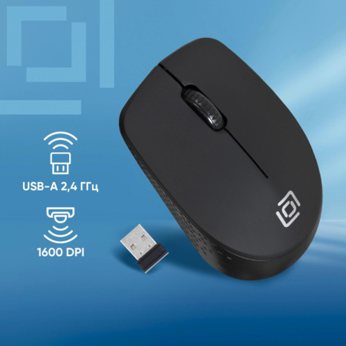 Мышь Oklick 486MW черный оптическая 1600dpi беспров. USB для ноутбука 3but (1196555)