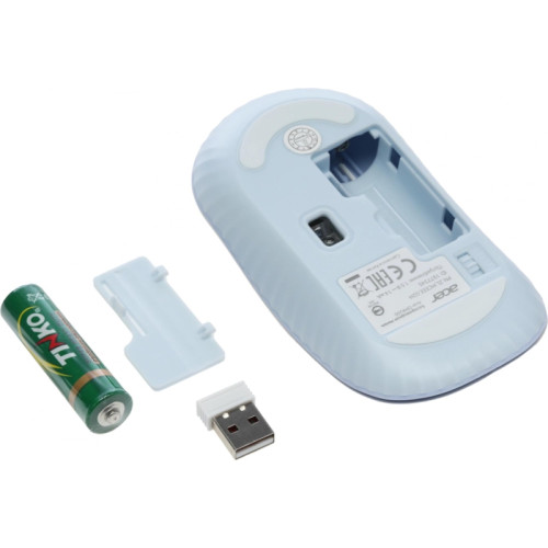 Мышь Acer OMR205 белый/голубой оптическая 1200dpi беспров. USB для ноутбука 3but (ZL.MCEEE.02H)