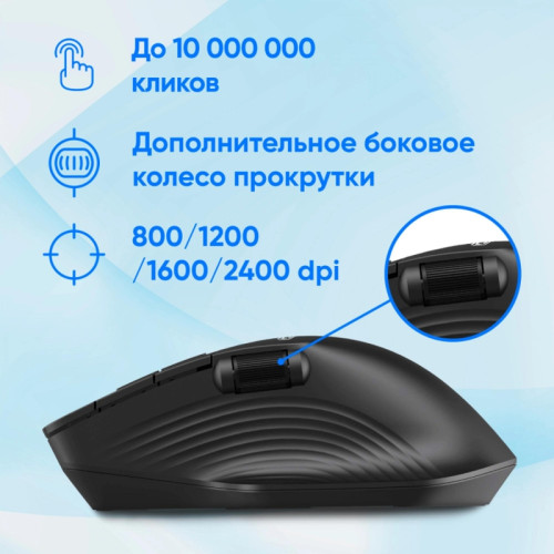 Мышь Oklick 501MW черный оптическая 2400dpi беспров. USB для ноутбука 6but (1877553)