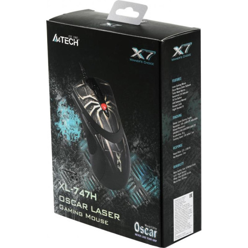 Мышь A4Tech Oscar Editor XL-747H коричневый/рисунок лазерная 3600dpi USB2.0 6but (XL-747H (BROWN SPIDER))