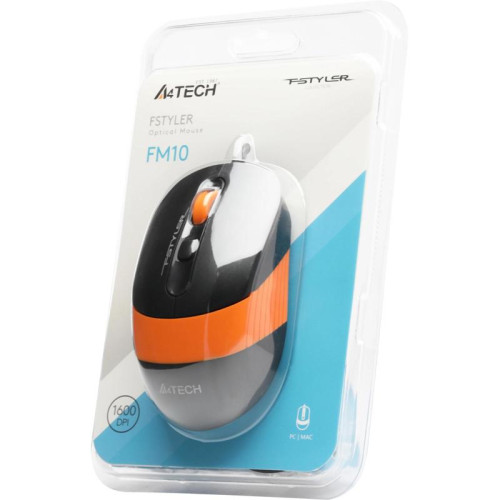 Мышь A4Tech Fstyler FM10 черный/оранжевый оптическая 1600dpi USB 4but (FM10 ORANGE)