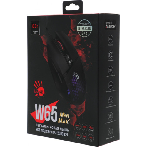 Мышь A4Tech Bloody W65 Max Mini черный оптическая 12000dpi USB 9but (W65 MAX MINI HONEYCOMB) Мышь A4Tech Bloody W65 Max Mini черный оптическая 12000dpi USB 9but (W65 MAX MINI HONEYCOMB)
