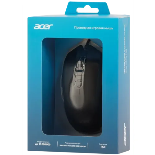 Мышь игровая компьютерная/ Проводная игровая мышь ACER OMW160 Wired USB Gaming Mouse (6400dpi) RGB (8but) black