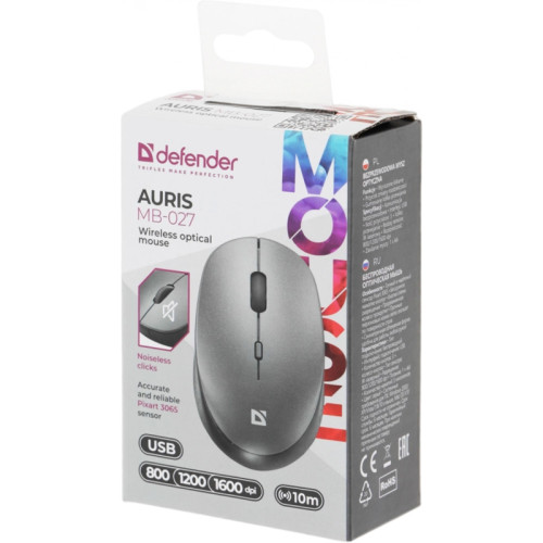Мышь DEFENDER WRL AURIS MB-027 GREY 52029