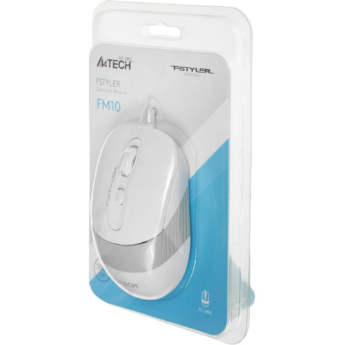 Мышь A4Tech Fstyler FM10 белый/серый оптическая 1600dpi USB 4but (FM10 WHITE) Мышь A4Tech Fstyler FM10 белый/серый оптическая 1600dpi USB 4but (FM10 WHITE)