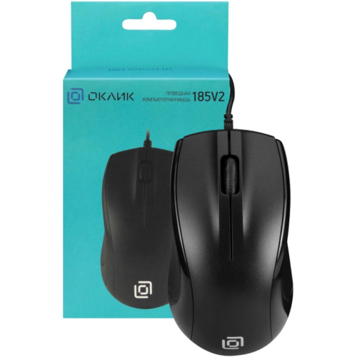 Мышь Oklick 185V2 проводная оптическая, черный, 3 кнопки, 1200dpi, USB Мышь Oklick 185V2 проводная оптическая, черный, 3 кнопки, 1200dpi, USB