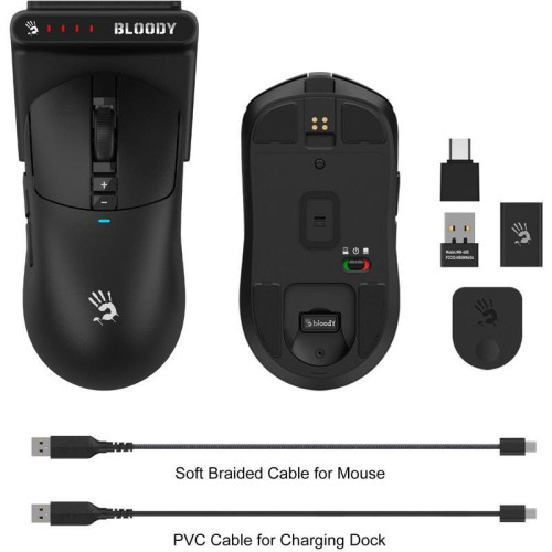 Мышь A4Tech Bloody R72 Pro Duo черный оптическая 26000dpi беспров. USB/USB-C 7but