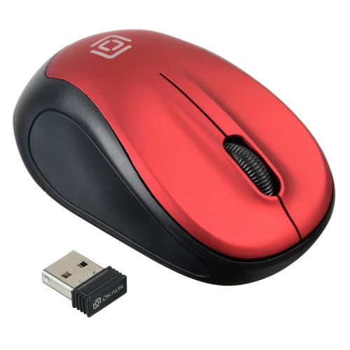 Мышь Oklick 665MW черный/красный оптическая 1600dpi беспров. USB для ноутбука 3but (1025135)