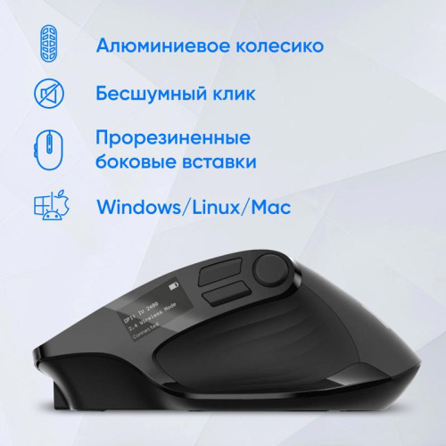 Мышь Oklick 502MW черный оптическая 2400dpi silent беспров. BT/Radio USB для ноутбука 9but (1978678)