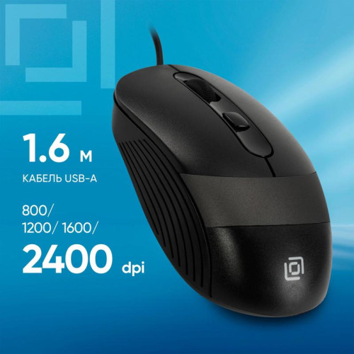 Мышь Oklick 310M черный/серый оптическая 2400dpi USB для ноутбука 4but (1869096)