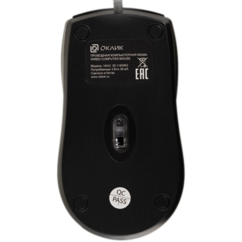 Мышь Oklick 185V2 проводная оптическая, черный, 3 кнопки, 1200dpi, USB Мышь Oklick 185V2 проводная оптическая, черный, 3 кнопки, 1200dpi, USB