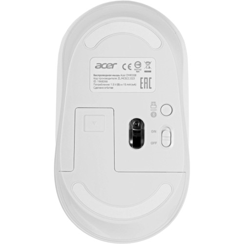 Мышь Acer OMR308 белый оптическая 1600dpi беспров. BT/Radio USB 4but (ZL.MCECC.023)