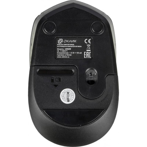 Мышь Oklick 488MW черный/серый оптическая 1600dpi беспров. USB для ноутбука 4but (1196571)