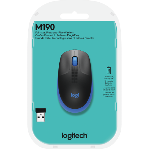 Мышь/ Logitech Wireless Mouse M190 BLUE