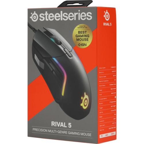 Мышь Steelseries Rival 5 черный оптическая 18000dpi USB 9but (62551)