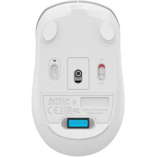 Мышь A4Tech Fstyler FB26CS Air2 серебристый/белый оптическая 2000dpi silent беспров. BT/Radio USB для ноутбука 4but (FB26CS AIR2 ICY WHITE)