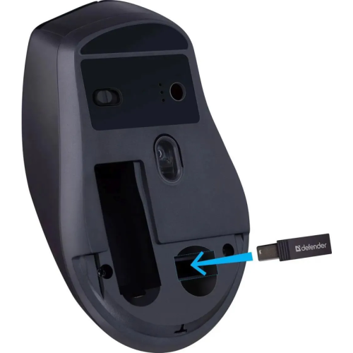 Defender Беспроводная оптическая мышь Effect X MS-095 черный,6D,800-1600dpi,бесшумн