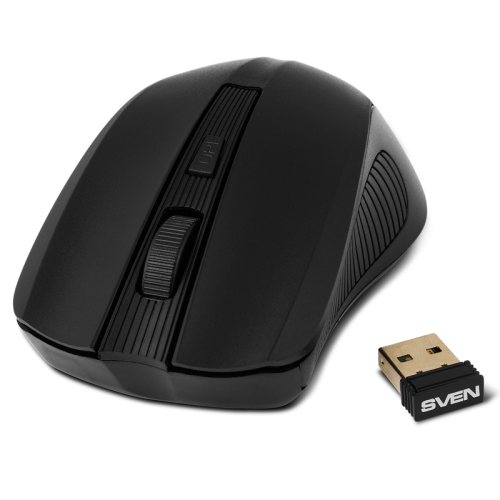 Беспроводная мышь SVEN RX-400W чёрная (3+1кл. 600/1000/1400DPI, блист)