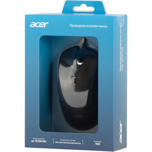 Мышь Acer OMW190 черный оптическая 6400dpi USB 6but (ZL.MCEEE.00T)