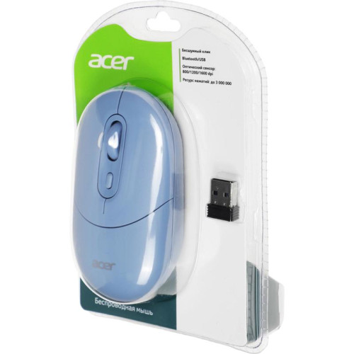 Мышь Acer OMR301 синий оптическая 1600dpi беспров. BT/Radio USB 4but (ZL.MCECC.01S)