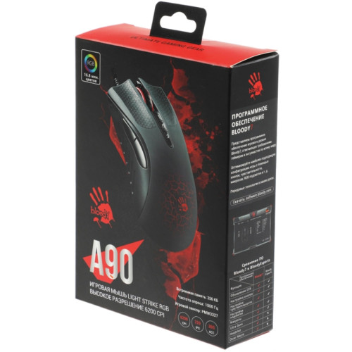 Мышь A4Tech Bloody A90 черный оптическая 6200dpi USB 8but Мышь A4Tech Bloody A90 черный оптическая 6200dpi USB 8but