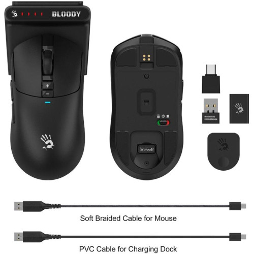 Мышь A4Tech Bloody R72 Ultra Duo черный оптическая 20000dpi беспров. USB/USB-C 7but