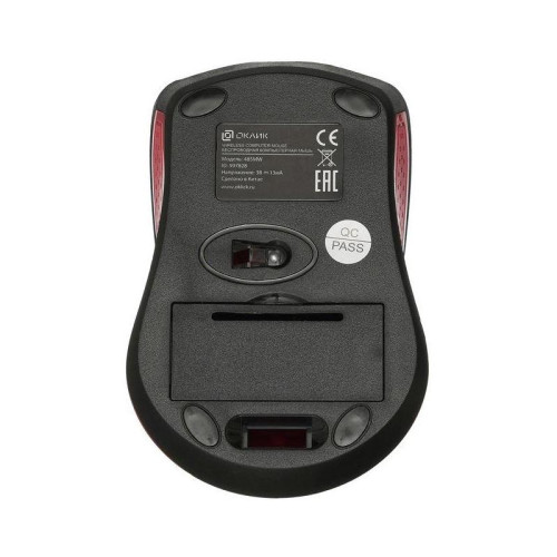 Мышь Oklick 485MW черный/красный оптическая 1600dpi беспров. USB для ноутбука 3but (997828)