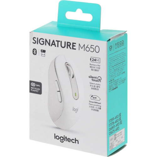 Мышь Logitech M650 белый оптическая 4000dpi беспров. BT/Radio USB 4but (910-006261) Мышь Logitech M650 белый оптическая 4000dpi беспров. BT/Radio USB 4but (910-006261)