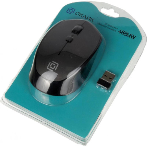 Мышь Oklick 488MW черный/серый оптическая 1600dpi беспров. USB для ноутбука 4but (1196571)
