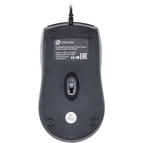 Мышь Oklick 185M черный оптическая 1200dpi USB для ноутбука 3but (945606)