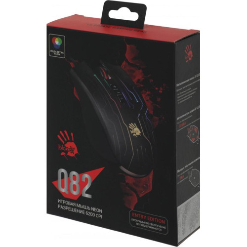 Мышь A4Tech Bloody Q82 черный/рисунок оптическая 6200dpi USB3.0 8but