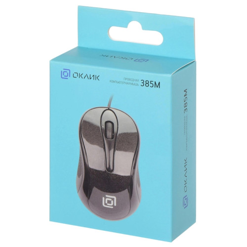 Мышь Oklick 385M черный оптическая (1600dpi) USB для ноутбука (3but)