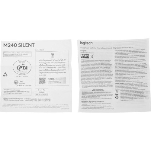 Мышь Logitech M240 белый оптическая 4000dpi silent беспров. BT для ноутбука 2but (910-007123)