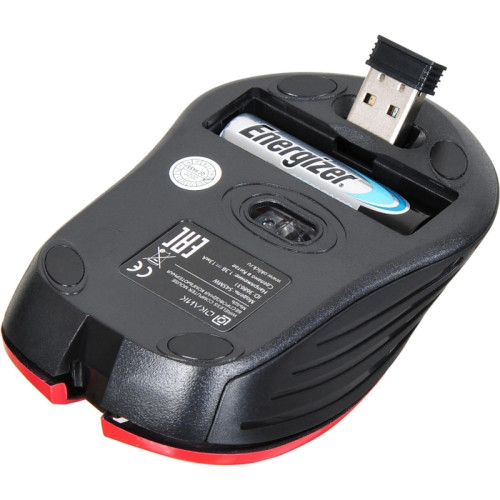 Мышь Oklick 545MW черный/красный оптическая 1600dpi беспров. USB для ноутбука 4but (368631)