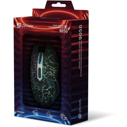 Мышь Oklick 905G INVASION черный оптическая 3600dpi USB для ноутбука 6but (405626)