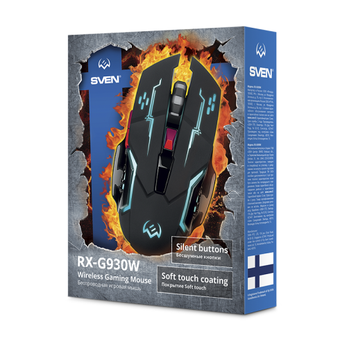 Беспроводная игровая мышь SVEN RX-G930W (бесшумн. кл., 5+1кл. 800-2400 DPI, ST, подсв., игров. упак)