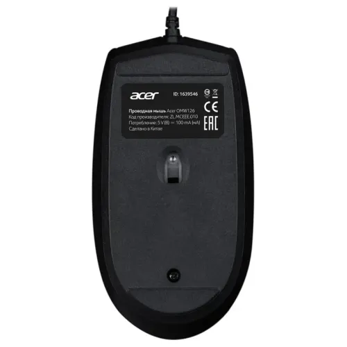 Мышь компьютерная/ Проводная мышь Acer OMW126 оптическая (1000dpi) USB (2but) black