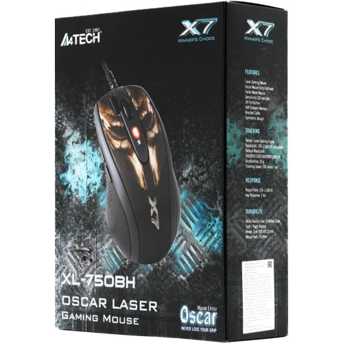 Мышь A4Tech XL-750BH рисунок лазерная 3600dpi USB2.0 6but
