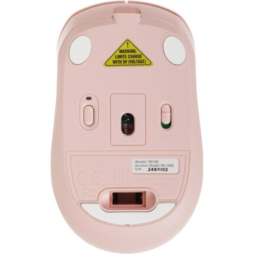 Мышь A4Tech Fstyler FB10C розовый оптическая 2000dpi беспров. BT/Radio USB 4but (FB10C BABY PINK)
