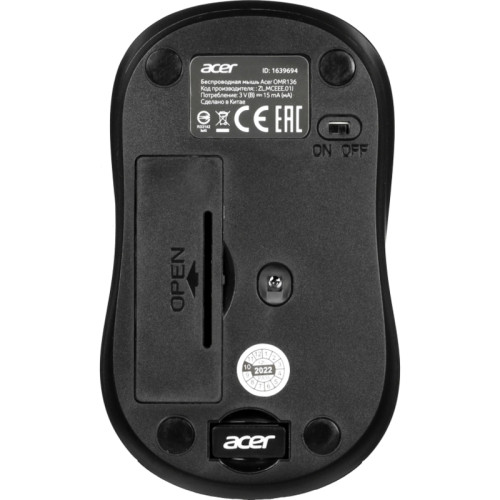 Мышь Acer OMR136 красный оптическая 1000dpi беспров. USB для ноутбука 3but (ZL.MCEEE.01J)