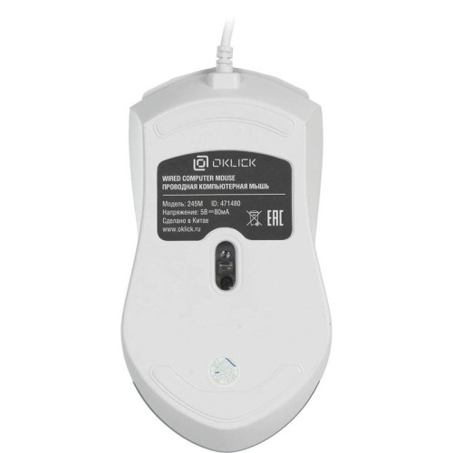 Мышь Oklick 245M белый оптическая 1000dpi USB 3but (471480)