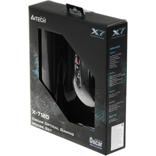 Мышь A4Tech X-7120 черный оптическая 2000dpi USB2.0 7but (X-710BK+X7-200MP)