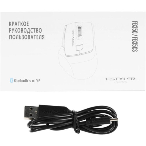 Мышь A4Tech Fstyler FB35C белый оптическая 2000dpi беспров. BT/Radio USB 6but (FB35C ICY WHITE)