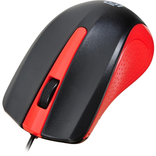 Мышь Oklick 225M черный/красный оптическая 1200dpi USB для ноутбука 3but (288237)