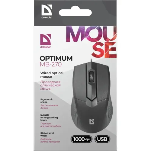 Мышь DEFENDER USB OPTICAL OPTIMUM MB-270 BLACK 52271