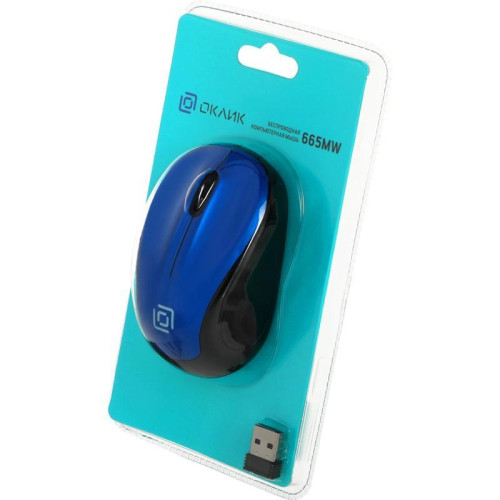 Мышь Oklick 665MW черный/синий оптическая 1600dpi беспров. USB для ноутбука 3but (1025132)