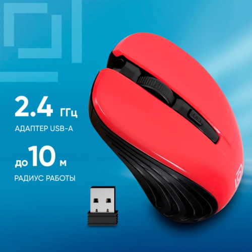 Мышь Oklick 545MW черный/красный оптическая 1600dpi беспров. USB для ноутбука 4but (368631)