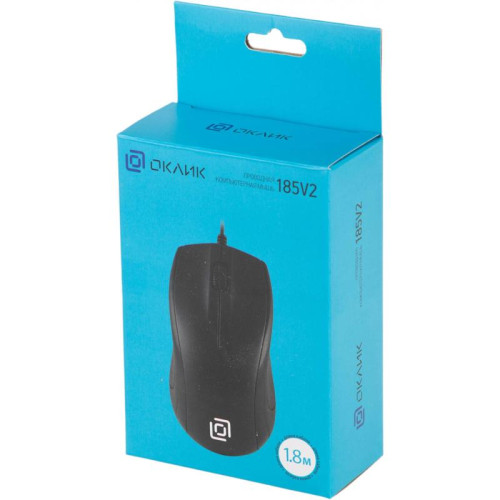 Мышь Oklick 185V2 проводная оптическая, черный, 3 кнопки, 1200dpi, USB