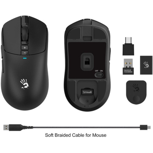 Мышь A4Tech Bloody R72 Ultra черный оптическая 20000dpi беспров. USB-C 7but Мышь A4Tech Bloody R72 Ultra черный оптическая 20000dpi беспров. USB-C 7but