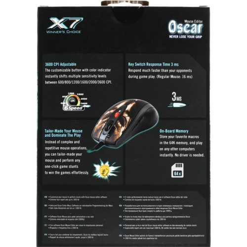 Мышь A4Tech XL-750BH рисунок лазерная 3600dpi USB2.0 6but